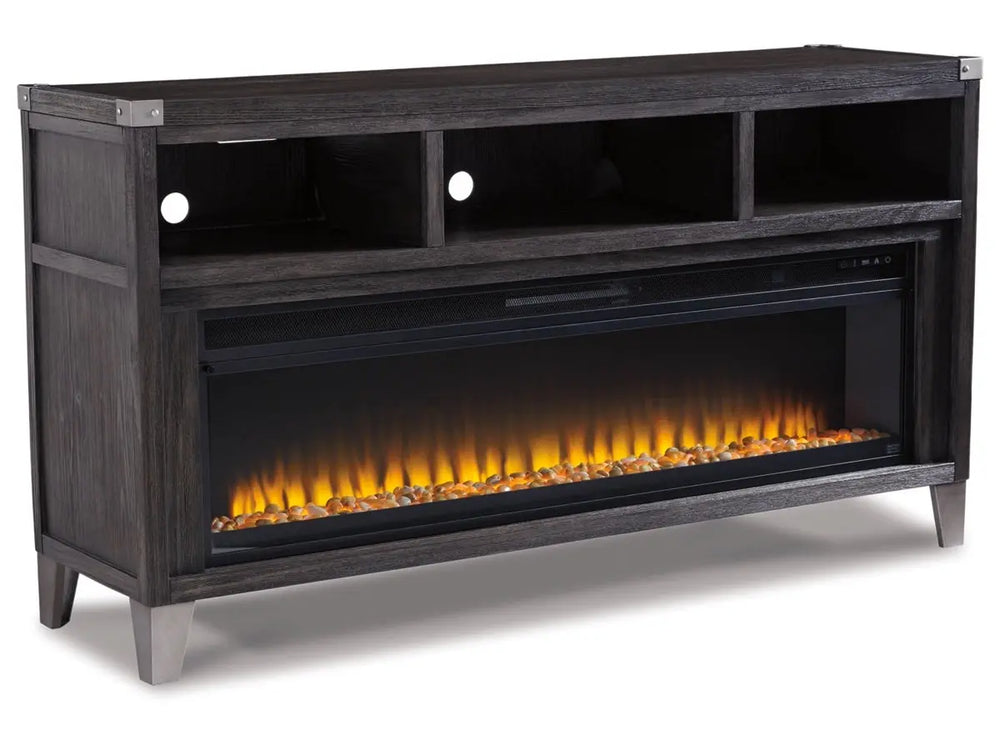 Todoe_Fireplace_Console_w_insert_in_Gray_Angled_TODOEFRPL