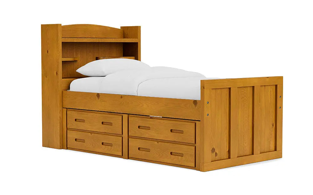 Young_Pioneer_Bookcase_Bed_4_Drawer_Storage_Angle_YNGPNR000
